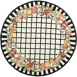 Hand hooked Harvest Ivory/ Black Wool Rug (3 Round)