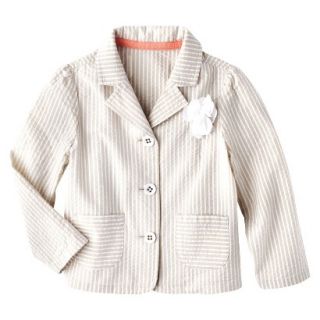 Genuine Kids from OshKosh Infant Toddler Girls Striped Blazer   Khaki/White 12