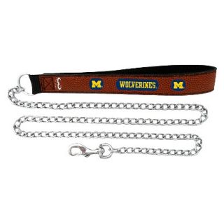 Michigan Wolverines Football Leather 2.5mm Chain Leash   M
