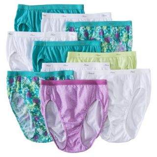 Hanes Womens 10 Pack Hi Cut Cotton Panty PW43AS   Assorted Colors/Patterns 7