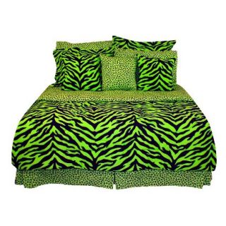 Zebra Print Bed in a Bag   Lime Green/Black Twin