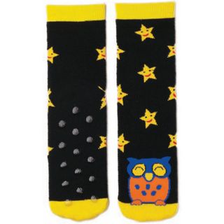 Tubular Novelty Socks owl  black W/yellow Stars