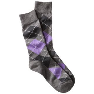 Merona Mens 1pk Dress Socks   Grey/Purple Argyle
