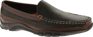 Mens Allen Edmonds Boulder   Black Leather/Brown Trim Moc Toe Shoes