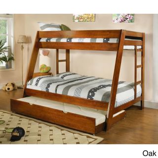 Furniture Of America Vittoria Twin Over Full Bunk Bed Oak Size Full