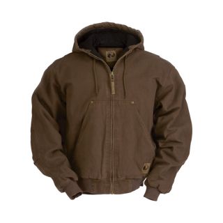 Berne Original Washed Hooded Jacket   Quilt Lined, Bark, 2XL Tall, Model HJ375
