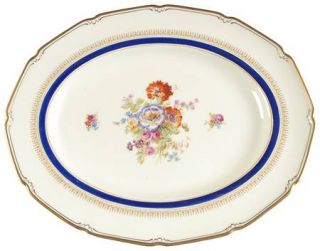 Royal Doulton Ascot Blue (Floral Center,Scallop Line) 14 Oval Serving Platter,