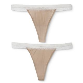 Gilligan & OMalley Womens 2 Pack Micro Lace Thong   Mochaccino L