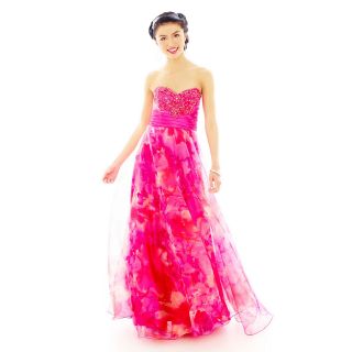 Floral Organza Gown, Pink