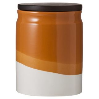 Threshold Ceramic Dipped Paint Medium Food Canister with Wood Lid   Red Coral
