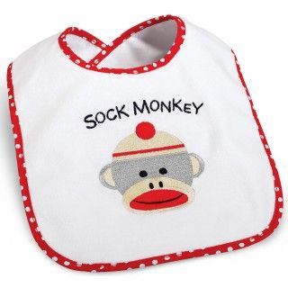 Sock Monkey Red Bib
