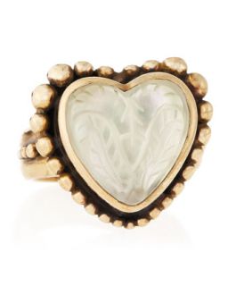 Heart Shape Rock Crystal Mother of Pearl Ring