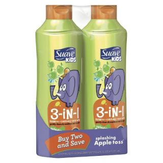 Suave Shampoo & Conditioner 3 in 1 Kids Apple Twin Pack 45oz