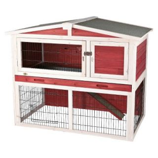 Rabbit Hutch with Peaked Roof   red/white   Medium