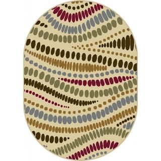 Lagoon Beige Oval Contemporary Area Rug