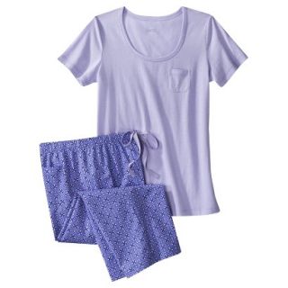 Gilligan & OMalley Womens Tee Shirt/Crop PJ Set   Lavender Print M