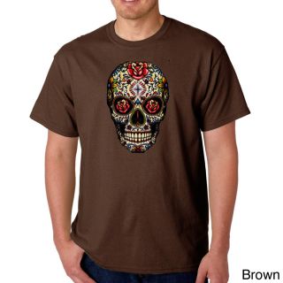 Los Angeles Pop Art Mens Sugar Skull T shirt Brown Size S