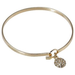 Womens Metal Clutch Bracelet with Pave Circle Charm   Clear/Gold
