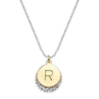 Silver Plated Necklace Charm with Initial R   Clear