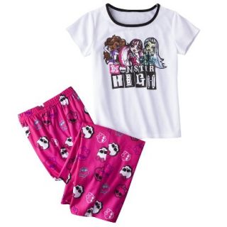 Monster Chic Girls Short Sleeve Pajama Set  Fuchsia XL