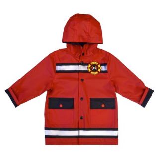 Raindrops Infant Toddler Boys Fire Man Raincoat   Red 4T