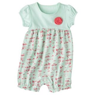 Cherokee Newborn Girls Flamingo Print Romper   Joyful Mint NB