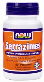NOW Foods   Serrazimes Systemic Proteolytic Enzymes 20,000 Units   90 Vegetarian Capsules