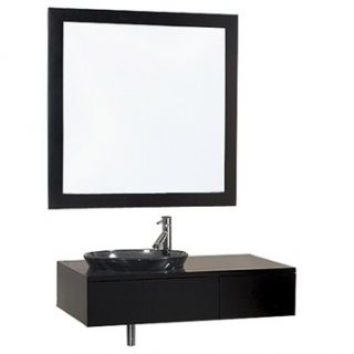 Borla 33 Wood Bathroom Vanity and Mirror   Espresso w/ Smoke Glass Sink