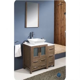 Fresca Torino 36 Walnut Brown Modern Bathroom Vanity with Side Cabinet & Vessel