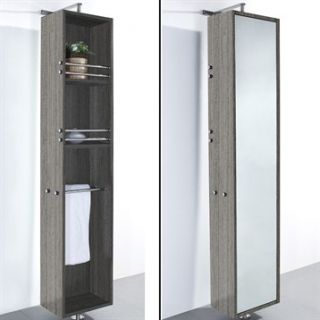 April Rotating Floor Cabinet with Mirror by Wyndham Collection   Grey Oak