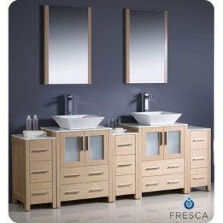 Fresca Torino 84 Light Oak Modern Double Sink Bathroom Vanity with 3 Side Cabin