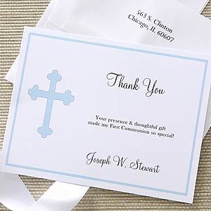 Christian Cross Personalized Boys Thank You Cards
