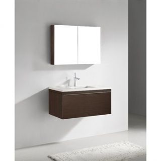 Madeli Venasca 36 Bathroom Vanity with Quartzstone Top   Walnut