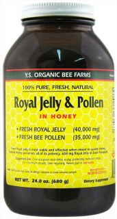YS Organic Bee Farms   Fresh Royal Jelly Plus Bee Pollen 40000 mg.   24 oz.