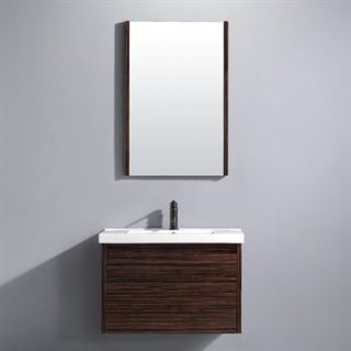 Vigo 32 inch Espresso Petit Single Bathroom Vanity with Mirror   Ebony