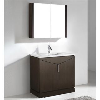 Madeli Savona 36 Bathroom Vanity with Quartzstone Top   Walnut