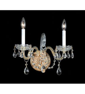 Traditional Crystal 2 Light Wall Sconces in Polished Brass 1102 PB CL SAQ