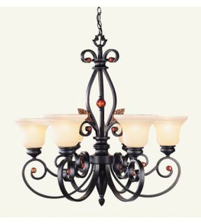 Tuscany 6 Light Chandeliers in Copper Bronze With Aged Gold Leaves 4426 56