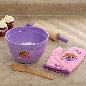 Kids Cupcake Baking Set   Bowl, Rolling Pin, Oven Mit and Spoon