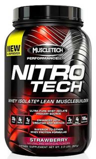 Muscletech Products   Nitro Tech Performance Series Whey Isolate Strawberry   2 lbs.
