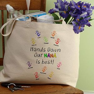 Hands Down Personalized Parent or Grandparent Canvas Tote Bag