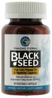 Amazing Herbs   Black Seed Pure Cold Pressed Oil 500 mg.   90 Vegetarian Capsules