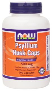 NOW Foods   Psyllium Husk 500 mg.   200 Capsules