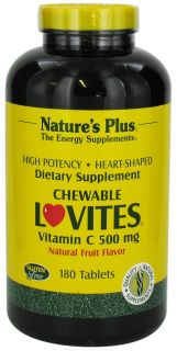 Natures Plus   Lovites Chewable Vitamin C Fruit 500 mg.   180 Chewable Tablets