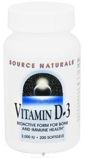 Source Naturals   Vitamin D 3 2000 IU   200 Softgels