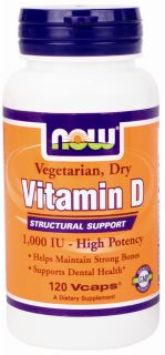 NOW Foods   Vitamin D Vegetarian Dry 1000 IU   120 Vegetarian Capsules