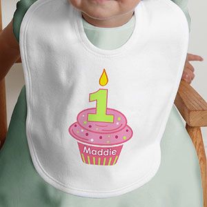 Personalized Birthday Baby Bibs   Birthday Cupcake