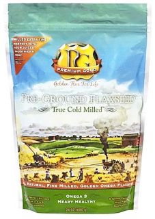 Premium Gold Flax Products   100% Natural True Cold Milled Golden Flaxseed   24 oz.