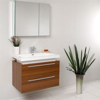 Fresca Medio Teak Modern Bathroom Vanity with Medicine Cabinet