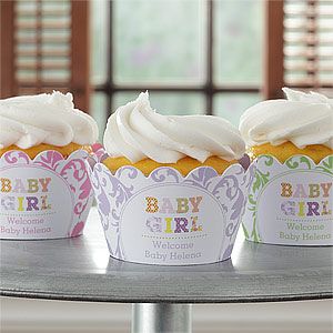 Personalized Baby Cupcake Wrappers   Baby Girl